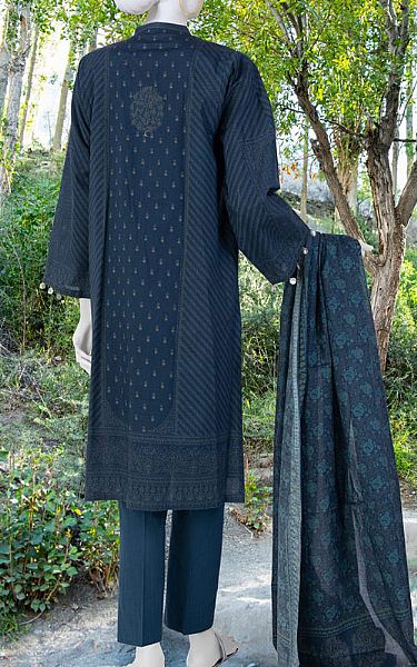 Junaid Jamshed Navy Cambric Suit (2 Pcs) | Pakistani Winter Dresses- Image 2