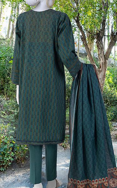 Junaid Jamshed Teal Cambric Suit (2 Pcs) | Pakistani Winter Dresses- Image 2