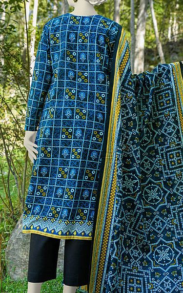Junaid Jamshed Blue Khaddar Suit | Pakistani Winter Dresses- Image 2