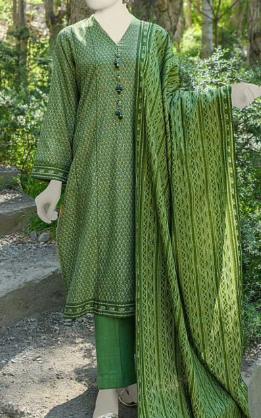 Junaid Jamshed Green Khaddar Suit | Pakistani Winter Dresses- Image 1