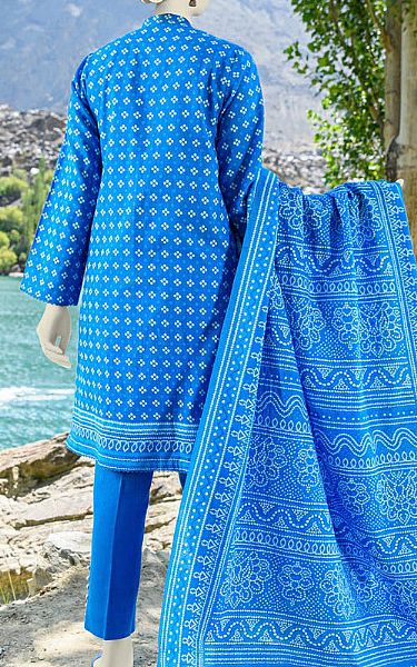 Junaid Jamshed Cerulean Blue Khaddar Suit | Pakistani Winter Dresses- Image 2