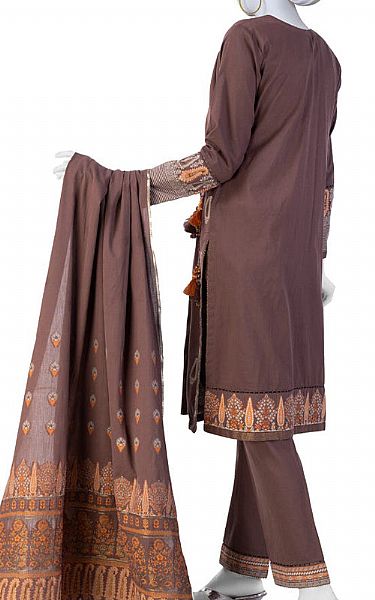 Junaid Jamshed Dark Mauve Jacquard Suit | Pakistani Winter Dresses- Image 2