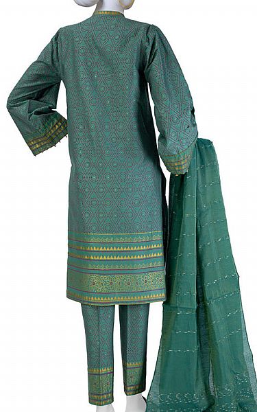 Junaid Jamshed Teal Jacquard Suit | Pakistani Winter Dresses- Image 2