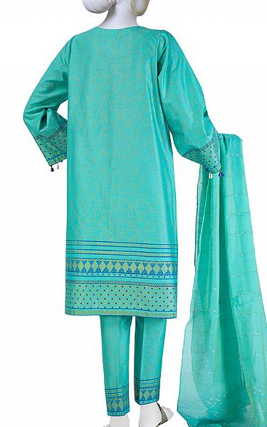 Junaid Jamshed Aqua Jacquard Suit | Pakistani Winter Dresses- Image 2