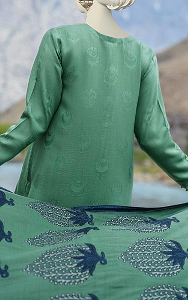 Junaid Jamshed Viridian Green Acrylic Suit | Pakistani Winter Dresses- Image 2