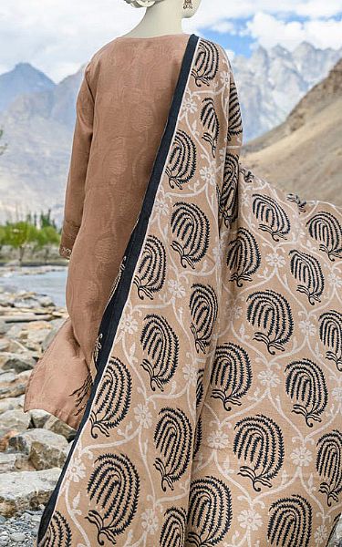 Junaid Jamshed Coffee Brown Acrylic Suit | Pakistani Winter Dresses- Image 2