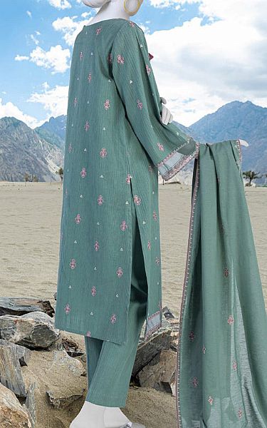 Junaid Jamshed Sea Green Karandi Suit | Pakistani Winter Dresses- Image 2