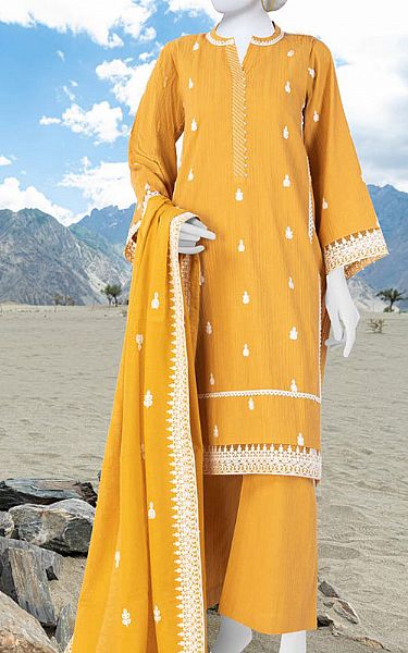 Junaid Jamshed Mustard Karandi Suit | Pakistani Winter Dresses- Image 1