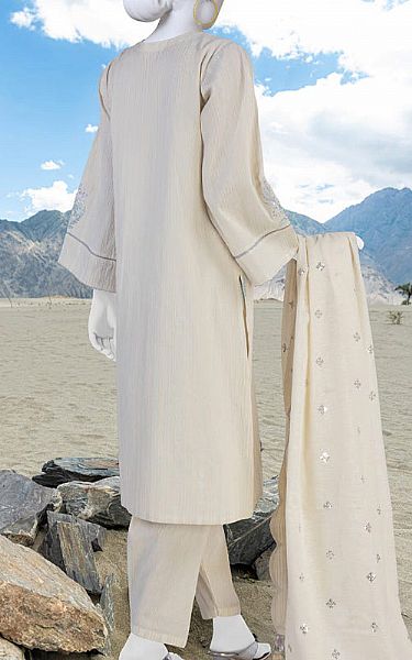 Junaid Jamshed Ivory Karandi Suit | Pakistani Winter Dresses- Image 2