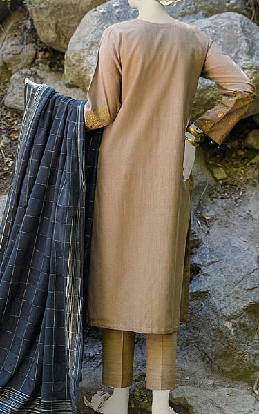 Junaid Jamshed Beige Jacquard Suit | Pakistani Winter Dresses- Image 2