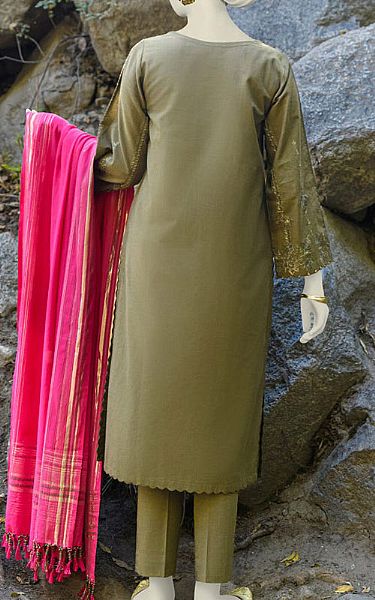 Junaid Jamshed Pistachio Jacquard Suit | Pakistani Winter Dresses- Image 2