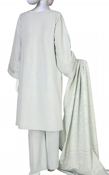 Junaid Jamshed Light Grey Jacquard Suit | Pakistani Winter Dresses- Image 2