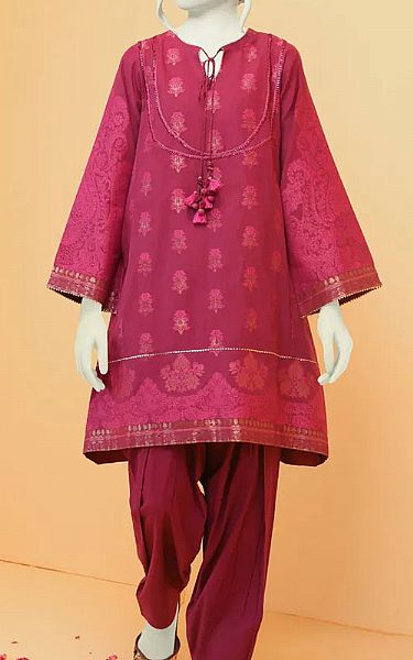 Junaid Jamshed Crimson Jacquard Suit (2 Pcs) | Pakistani Dresses in USA- Image 1