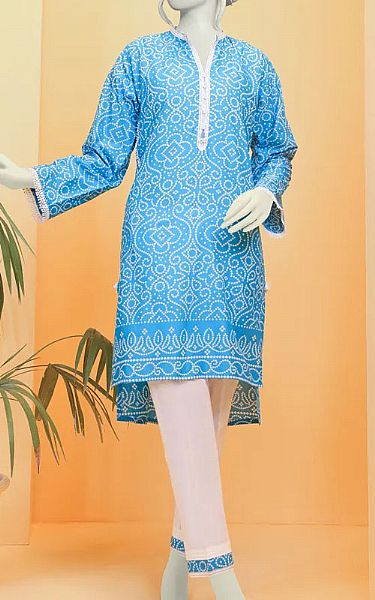 Junaid Jamshed Dodger Blue Lawn Suit (2 Pcs) | Pakistani Dresses in USA- Image 1