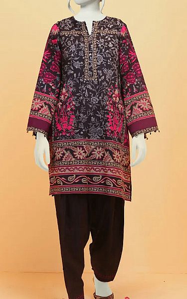 Junaid Jamshed Black Lawn Suit (2 Pcs) | Pakistani Dresses in USA- Image 1