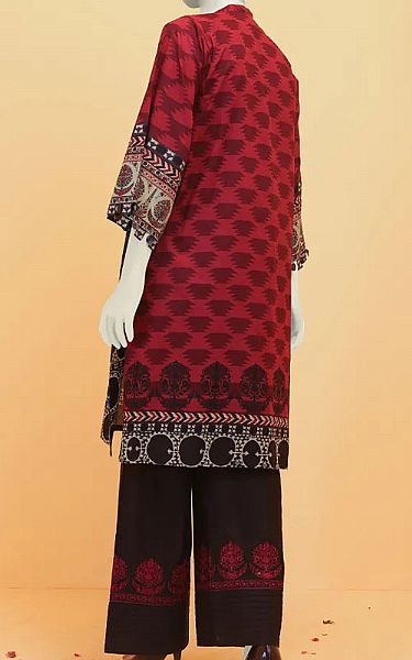 Junaid Jamshed Black/Red Lawn Suit (2 Pcs) | Pakistani Dresses in USA- Image 2
