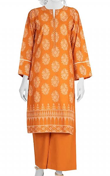 Junaid Jamshed Safety Orange Lawn Suit (2 Pcs) | Pakistani Dresses in USA- Image 1