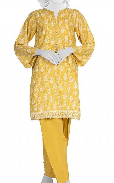 Junaid Jamshed Yellow Lawn Suit (2 Pcs) | Pakistani Dresses in USA- Image 1