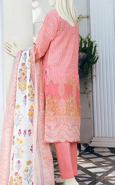 Junaid Jamshed Salmon Pink Lawn Suit | Pakistani Dresses in USA- Image 2