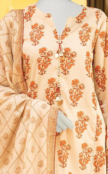 Junaid Jamshed Peach Lawn Suit (2 Pcs) | Pakistani Embroidered Chiffon Dresses- Image 2