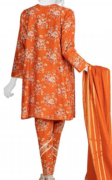 Junaid Jamshed Safety Orange Lawn Suit | Pakistani Dresses in USA- Image 2