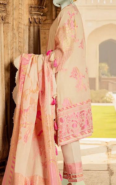 Junaid Jamshed Ivory/ Pink Jacquard Suit | Pakistani Dresses in USA- Image 2