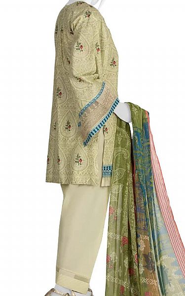 Junaid Jamshed Pistachio Lawn Suit | Pakistani Dresses in USA- Image 2