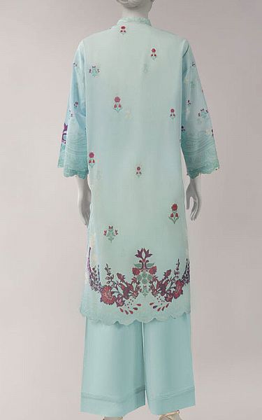 Junaid Jamshed Light Turquoise Lawn Kurti | Pakistani Lawn Dress in USA- Image 2
