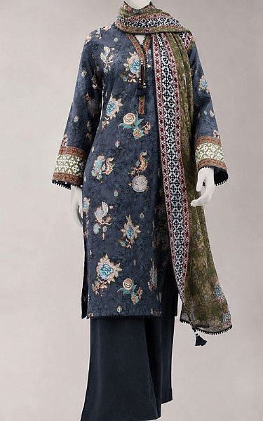 Junaid Jamshed Blue Lawn Suit (2 Pcs) | Pakistani Lawn Dress in USA- Image 1