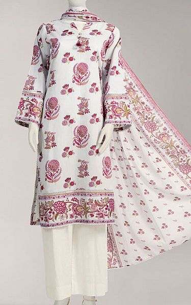 Junaid Jamshed Off-white Lawn Suit (2 Pcs) | Pakistani Lawn Dress in USA- Image 1
