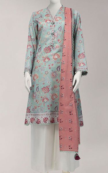 Junaid Jamshed Mint Green Lawn Suit (2 Pcs) | Pakistani Lawn Dress in USA- Image 1