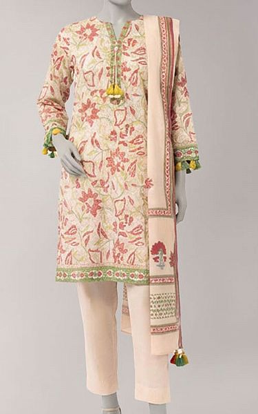 Junaid Jamshed Peach Lawn Suit (2 Pcs) | Pakistani Lawn Dress in USA- Image 1