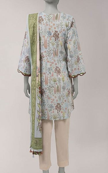 Junaid Jamshed Grey Lawn Suit (2 Pcs) | Pakistani Lawn Dress in USA- Image 2