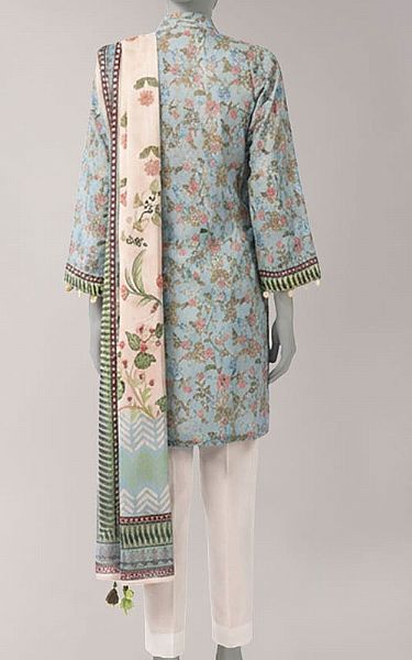 Junaid Jamshed Turquoise Lawn Suit (2 Pcs) | Pakistani Lawn Dress in USA- Image 2