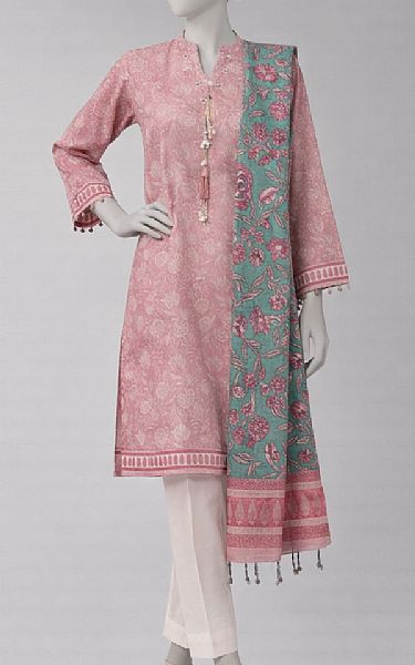 Junaid Jamshed Pink Lawn Suit (2 Pcs) | Pakistani Lawn Dress in USA- Image 1