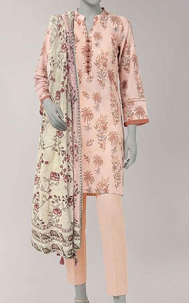 Junaid Jamshed Peach Lawn Suit (2 Pcs) | Pakistani Lawn Dress in USA- Image 1