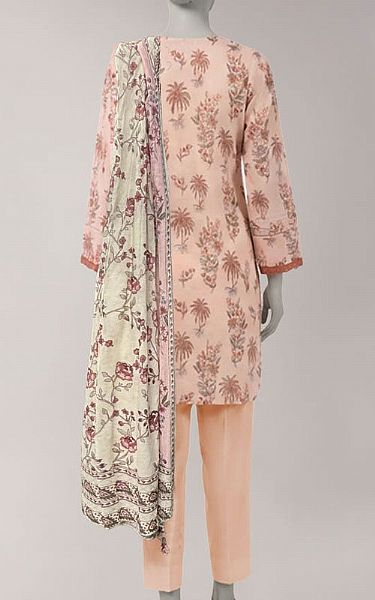 Junaid Jamshed Peach Lawn Suit (2 Pcs) | Pakistani Lawn Dress in USA- Image 2