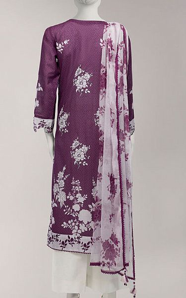 Junaid Jamshed Purple Lawn Suit (2 Pcs) | Pakistani Lawn Dress in USA- Image 2