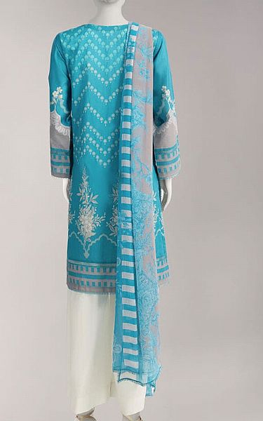 Junaid Jamshed Turquoise Lawn Suit (2 Pcs) | Pakistani Lawn Dress in USA- Image 2