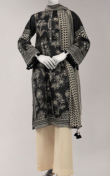 Junaid Jamshed Black Lawn Suit (2 Pcs) | Pakistani Lawn Dress in USA- Image 1