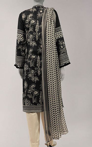 Junaid Jamshed Black Lawn Suit (2 Pcs) | Pakistani Lawn Dress in USA- Image 2