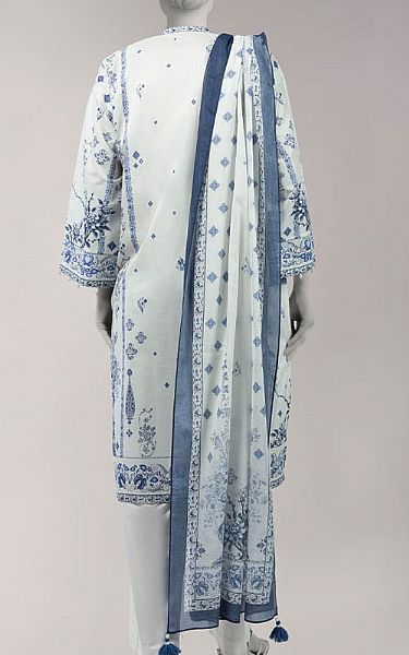 Junaid Jamshed Off-white Lawn Suit (2 Pcs) | Pakistani Lawn Dress in USA- Image 2
