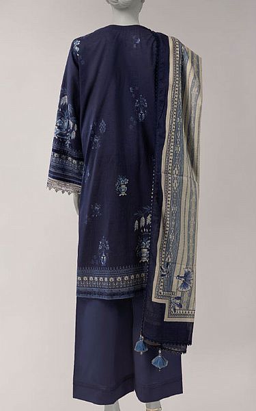 Junaid Jamshed Navy Blue Lawn Suit (2 Pcs) | Pakistani Lawn Dress in USA- Image 2