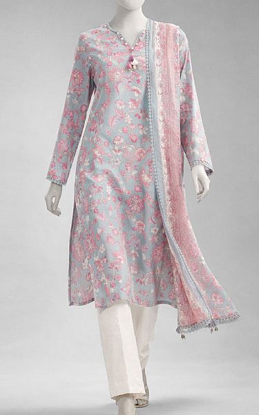 Junaid Jamshed Cadet Grey Lawn Suit (2 Pcs) | Pakistani Lawn Dress in USA- Image 1