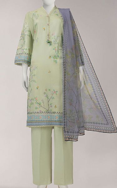 Junaid Jamshed Pistachio Green Lawn Suit (2 Pcs) | Pakistani Lawn Dress in USA- Image 1