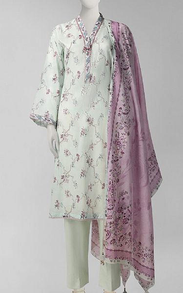 Junaid Jamshed Light Green Lawn Suit (2 Pcs) | Pakistani Lawn Dress in USA- Image 1