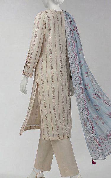 Junaid Jamshed Ivory Lawn Suit (2 Pcs) | Pakistani Lawn Dress in USA- Image 2