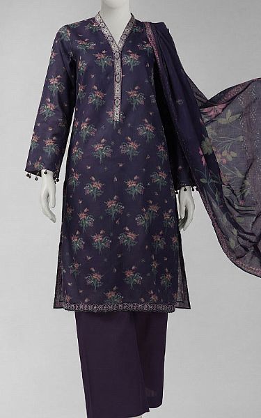Junaid Jamshed Indigo Lawn Suit (2 Pcs) | Pakistani Lawn Dress in USA- Image 1