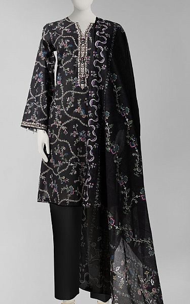 Junaid Jamshed Black Lawn Suit (2 Pcs) | Pakistani Lawn Dress in USA- Image 1