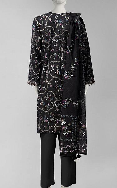 Junaid Jamshed Black Lawn Suit (2 Pcs) | Pakistani Lawn Dress in USA- Image 2